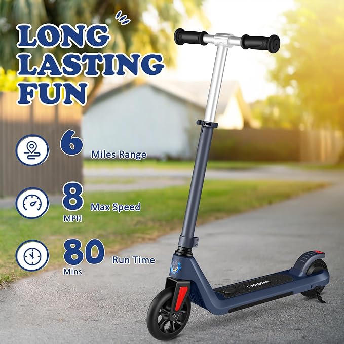 Caroma Electric Scooter for Kids Ages 6-14, 120W Motor & 15 Mph, 85 Mins Ride Time, Adjustable Height & Speed, LED Display, Kids Electric Scooter, Best Gifts for Boys & Girls