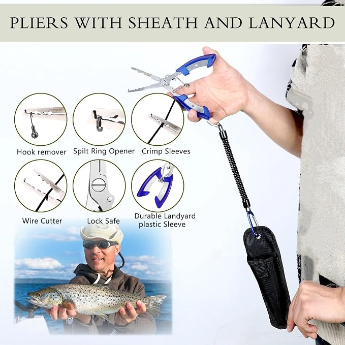 397 Pcs Fishing Accessories Kit Tools Include Backpack Fishing Tackle Box with Hooks Weights Sinkers Spinner Blade Gear