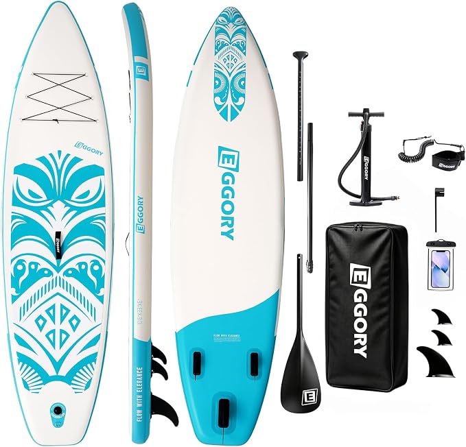 Inflatable Paddle Board,Stand Up Paddle Board Set, Extra Wide SUP Board with Removable Fin, Floating Paddle, Hand Pump, Waterproof Phone Pouch,Traveling Board