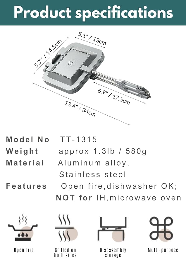 camping moon Sandwich Maker Hot Sand Single Burner Gas Fire Open Fire Compact Aluminum TT-1315