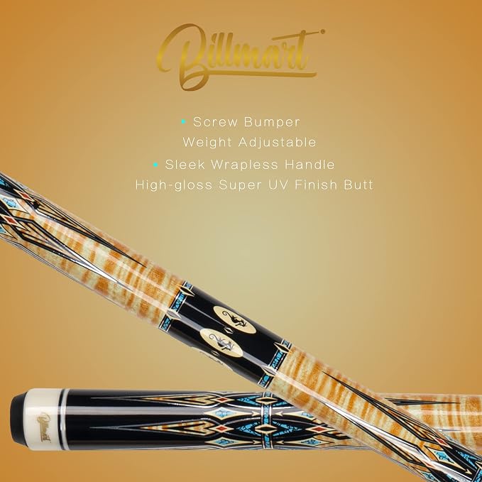 Billmart Pool Cue Stick, Low Deflection Shaft Billiard Cue Sticks with Hard Case, Pool Table Sticks Queue, 19-21 oz Pool Que