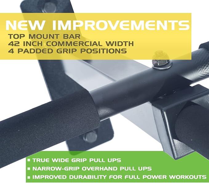 Wall Mount Pull Up Bar with Extra Clearance, Fits 16" Studs by Ultimate Body Press