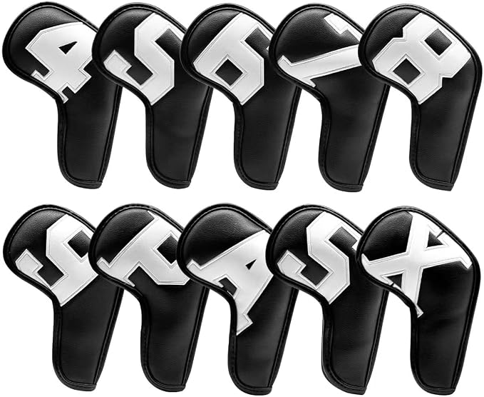 Scott Edward Golf Club Head Covers for Iron, 10 Pcs Leather Waterproof Material, Gradient Numbers Perfect for Mizuno Callaway, Ping, Taylormade, Cobra, Etc.