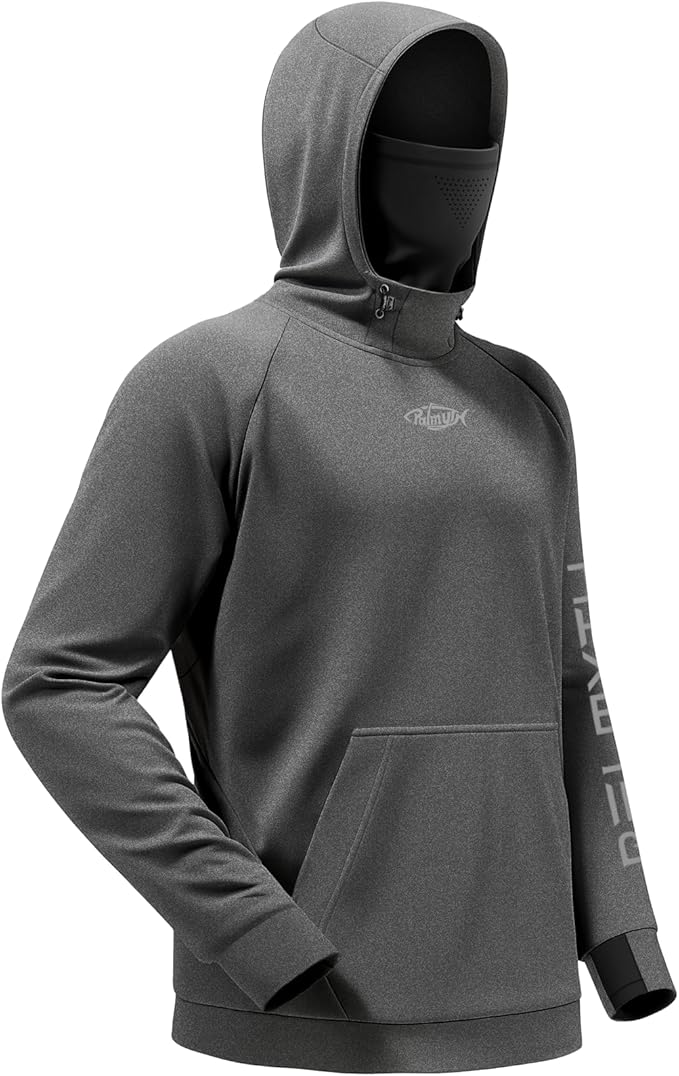 Palmyth Men's Fishing Hoodie Fleece Lined with Neck Gaiter for Cold Weather | Fleece Lining, Wind- and Water-Resistant Shell, Breathable Neck Gaiter, Underarm Vents, Thumb Holes, Adjustable Hood and Hem