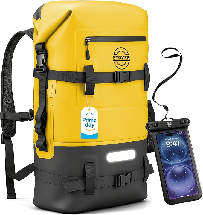 STOVER 5/10/25/30/40/55L Waterproof Dry Bag- Roll-Top Backpack w/Phone Case- Kayaking, Hiking, Camping, Boating- Men/Women