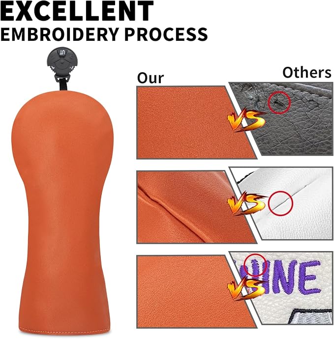 Golf Accessories Golf Club Covers for Driver, Fairway, Hybrids - Golf Driver Headcover/Golf Fairway Wood Head Cover/Hybrid Headcover for Men/Women Golfer