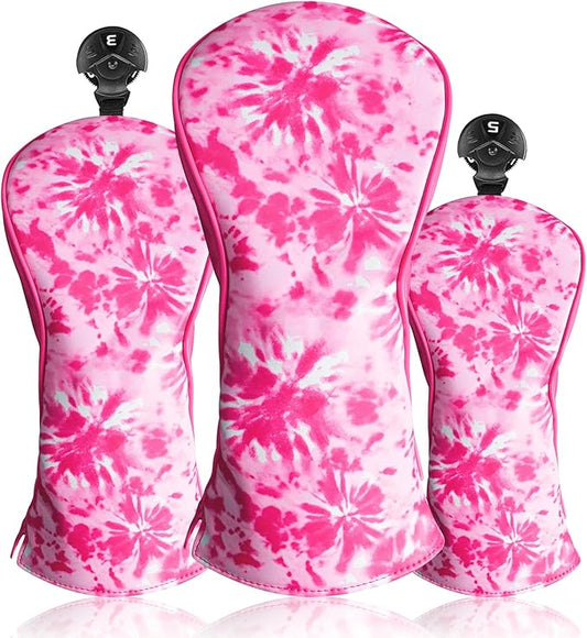 FINGER TEN Golf Club Head Covers for Woods Driver Fairway Hybrid with Interchangeable Number Tag 1 3 5 Premium Leather Headcovers for Women Men