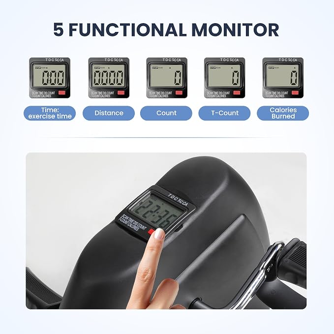 YSSOA Pedal Exercise Bike, Under Desk Bike Pedal Exerciser, Portable Mini Exercise Bike for Arms and Legs Workout, Resistance Adjustable, Lightweight Size for Saving Space