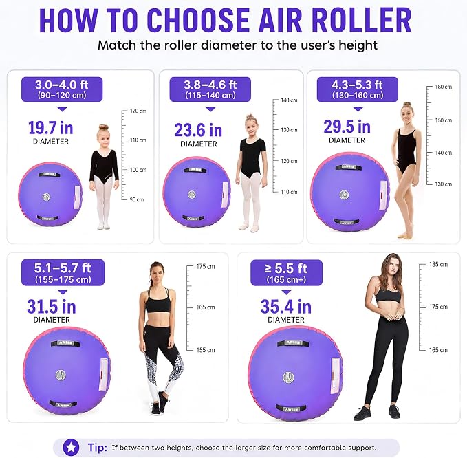 AWSUM Gymnastics Barrel Tumbling Equipment Air Roller Training Inflatable Back Handspring Trainer for Octagon Tumble Mat Gym Cheerleading Home Use 1 PCS，No Electric Pump
