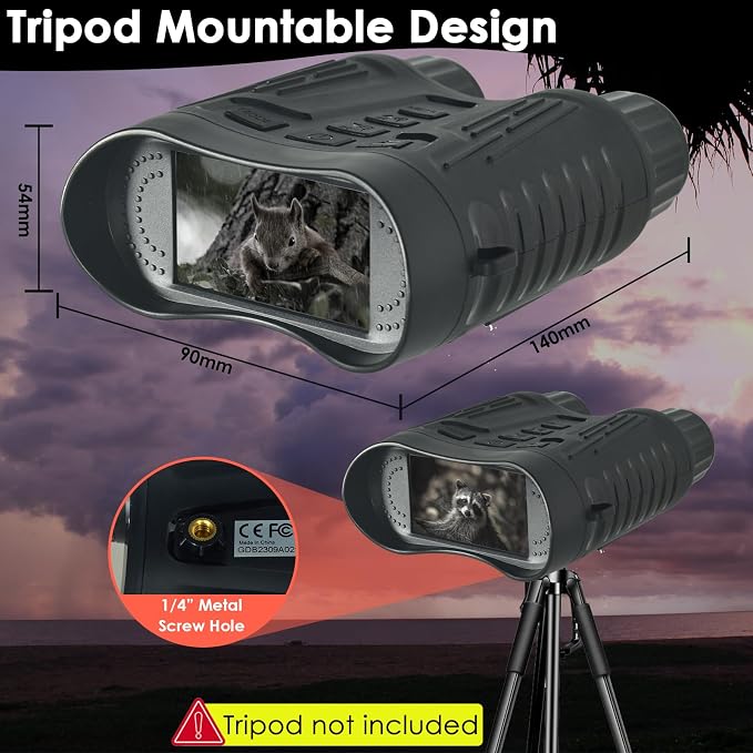 Kethvoz 4K Night Vision Binoculars, 8X Digital Zoom & 7-Level Adjustable IR - 1080P HD Video Recording & 36MP Photos, with 32GB Card, Ideal for Hunting, Camping, Security Surveillance
