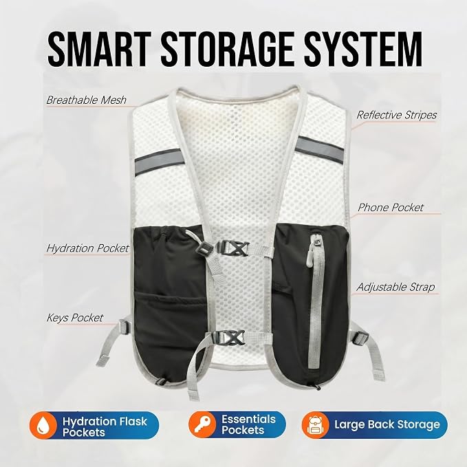 Hydration Backpack Lightweight Running Vest for Women Men with 500ml Soft Flask Hiking Daypack