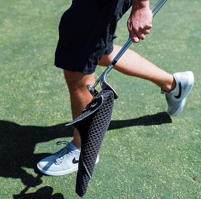 Blue Tees Golf Premium Magnetic Towel - Super Strong Magnet - Microfiber Waffle Design - Silicone Brush - Groove Cleaner - Bag Buckle