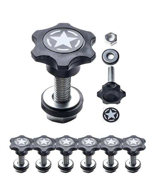 GP Star Thumb Screws, M8 Bolt Set for Easy Jeep Top Removal Lift & Cargo Cover Installation, Compatible with Tie Downs, Jeep Wrangler Accessories for Jeep Wrangler, 6 Packs - GPCA