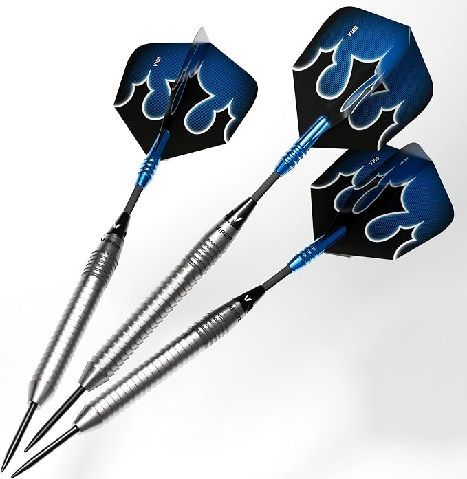 Viper Shot King Steel Tip Darts, 80% Tungsten Darts Metal Tip Dart Set for Bristle Dart Board, Carbon Fiber Shafts, Includes Nomad Case and Accessories