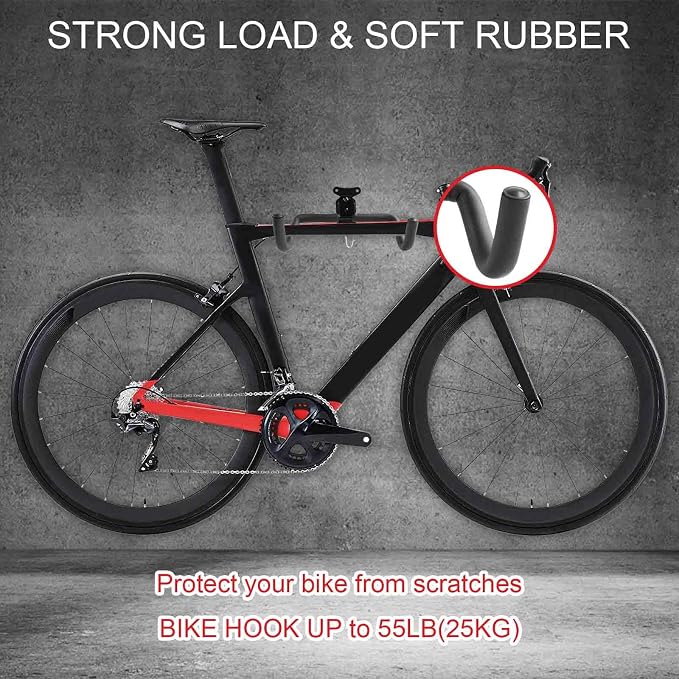 Bike Hanger Wall Mount, 2 Pack Heavy Duty Steel Bike Racks Storage Garage Adjustable Bicycle Hooks for Mountain Hybrid Road Bikes