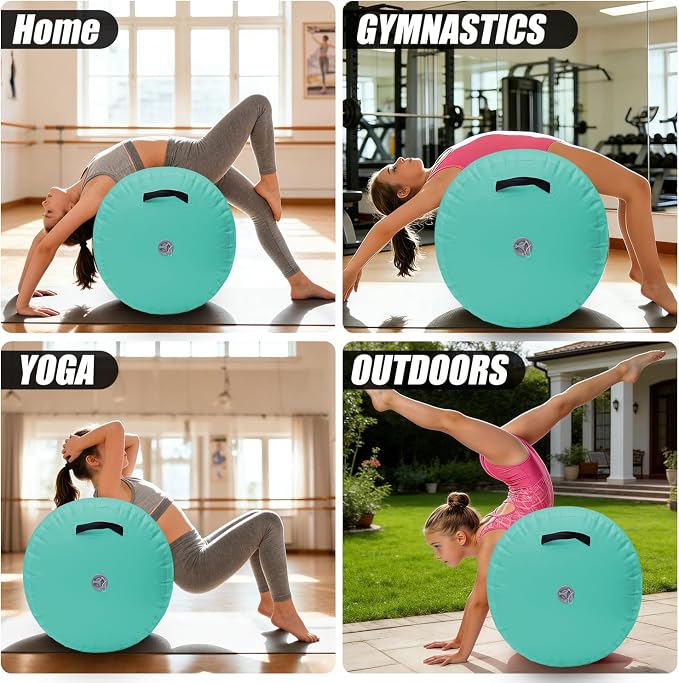 Triclicks Gymnastics Barrel Inflatable Air Roller Barrel Tumble Track Equipment Octagon Mat for Backhandspring Trainer Yoga Cheerleading Home Use Gym Without Pump