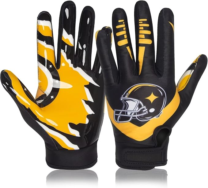 RIGWARL Football Gloves Adult Men, Youth Kids Football Gloves with Super Sticky Grip, Receiver Glove Adult Youth Kids Best Gift for Father‘s Day