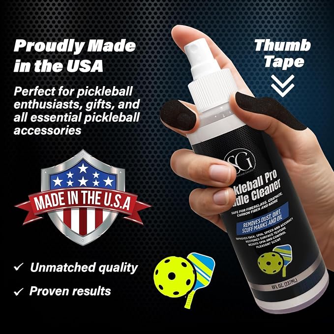 Dual-Action Cleaner Spray for Bowling Balls & Pickleball Paddles – Removes Dirt, Oil, Residue & Scuffs – EPA Safer, 8 FL Oz w/Cloth & Tape