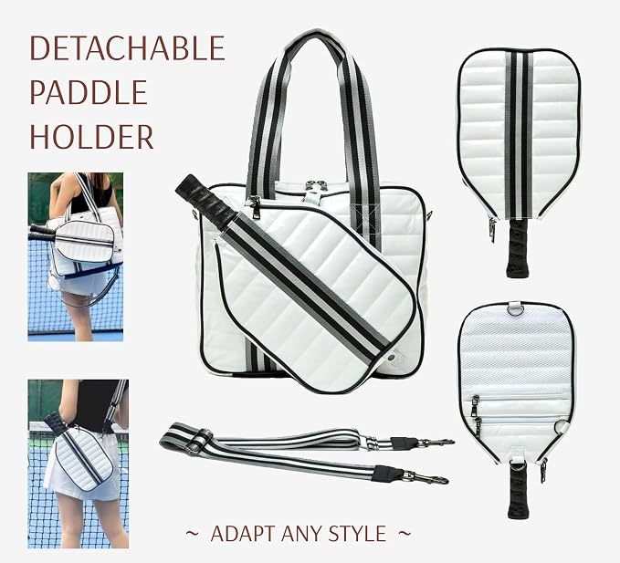 Pickleball Bag Set with Racket Compartment, Quilted Tote and Sling Bag