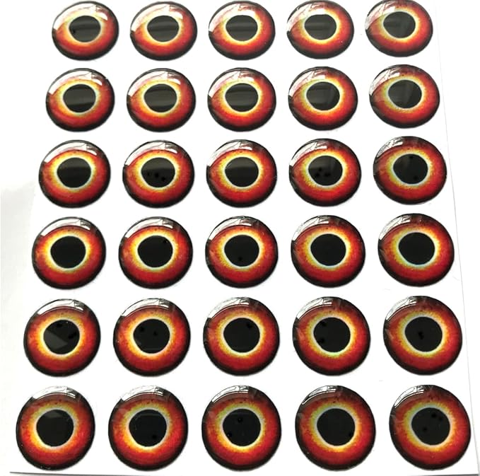 Brule 3-D Holographic Epoxy Fish Eyes (5mm-20mm) 60 Pack, Handpoured, Fishing Fly Tying Lures DIY Crafts