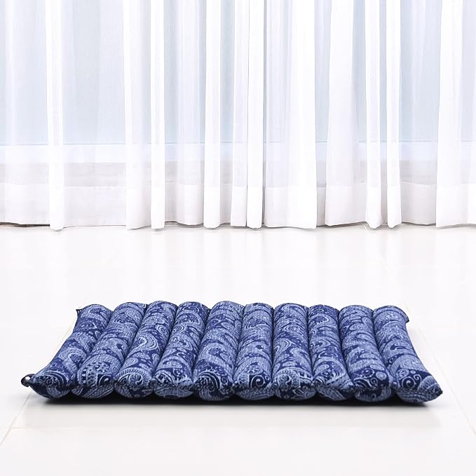 Leewadee Meditation Cushion Set – 1 Small Zafu Yoga Pillow and 1 Small Roll-Up Zabuton Mat Filled with Kapok