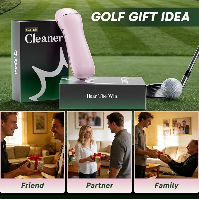 KELOB Electric Golf Club Cleaner Brush – 360° Auto-Rotating, 100ml Water Tank, 2000mAh Type-C Rechargeable, 2-Speed & 2 Brush Heads – High-Pressure Spray for Grooves, Ideal Golf Gift