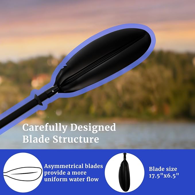 Kayak Oar for Boating,Adjustable Kayak Paddle Alloy Shaft Kayaking Boating Canoeing Oar with Paddle Leash for Adults Men Women Outdoor Fishing Lake River Travel