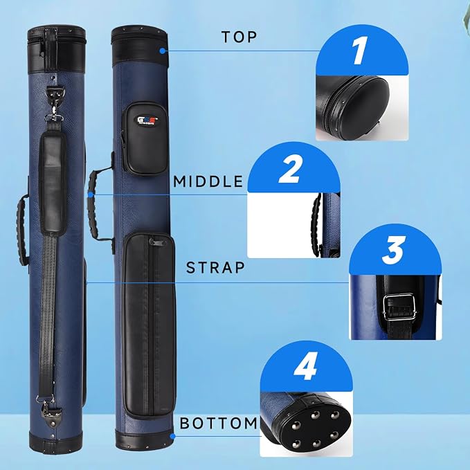 GSE Games & Sports Expert 2x2 Deluxe Hard Billiard Pool Cue Stick Carrying Case, Billiard Cue Case, Billiards Accessories (Several Colors Available)