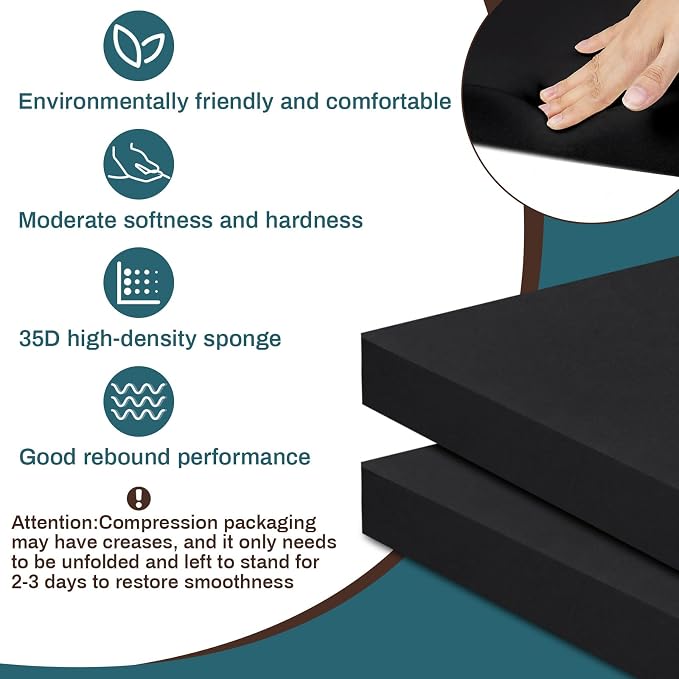 Frienda 2 Pack 3" X 24" X 24" Upholstery High Density Foam Cushion Replacement Square Cut to Size Foam Couch for Chair Couches Padding Shipping Packing DIY Cosplay Projects
