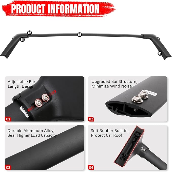 IKON MOTORSPORTS Lockable Roof Rack Cross Bars Compatible with 2021-2026 Nissan Rogue (Not Fit Rock Creek Model), Aluminum Black Anti-Theft Lock Crossbars with Key (Factory Side Rails Required)