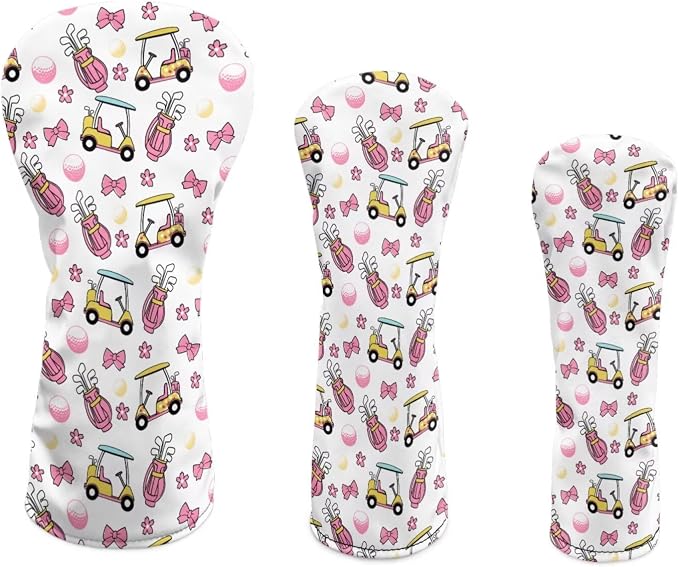 Rnyleeg Golf Club Head Covers for Women Driver Head Cover Leather Fairway Wood Headcover Hybrid Headcovers for Golf Clubs
