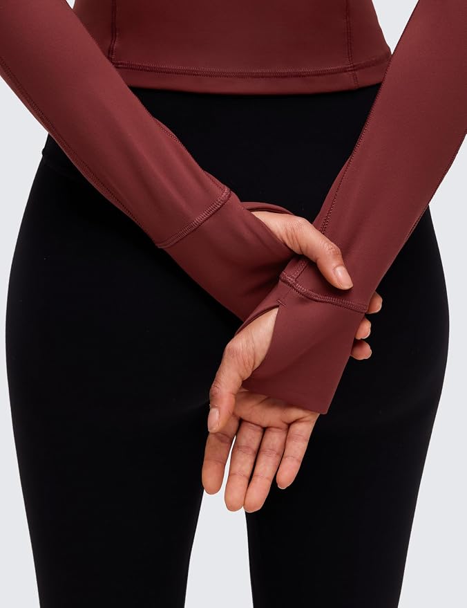 CRZ YOGA Butterluxe Half Zip Long Sleeve Shirts for Women - Workout Athletic Yoga Tops Crop Collared Quarter Zipper T-Shirt