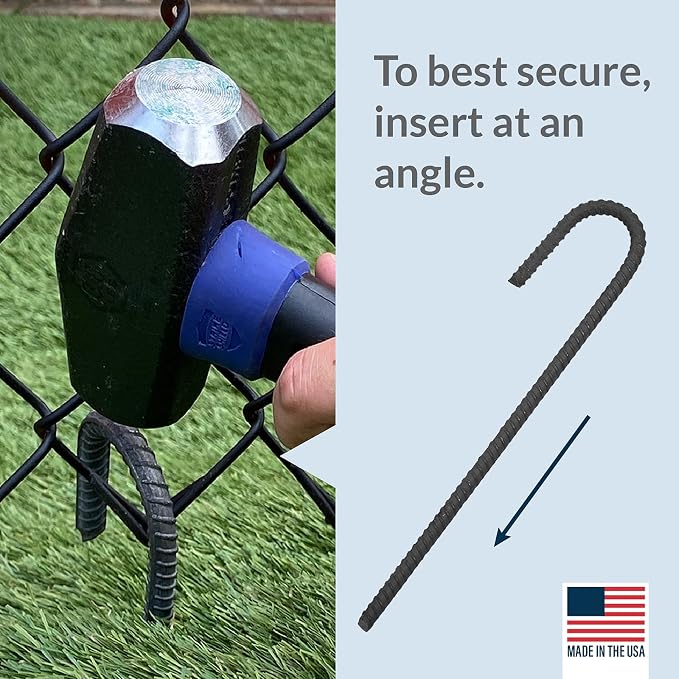 Pinnacle Mercantile 60 Pack Rebar Stakes J Hook Heavy Duty Steel Ground Anchors 12 inch Chisel Point End Made USA