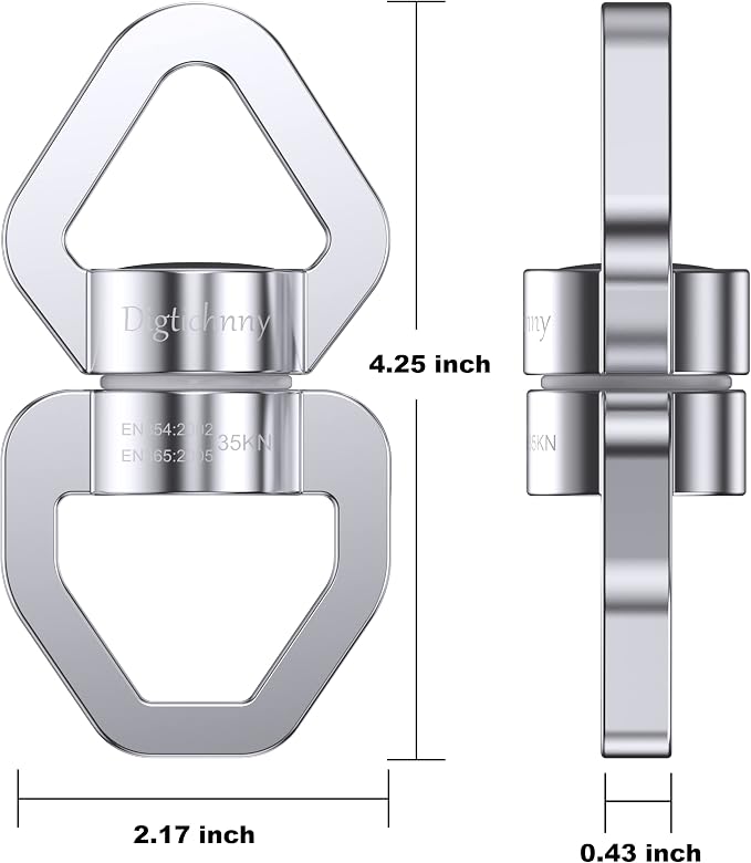 Swivel Hook for Swing, Safety Swing Swivel with 2 Carabiners, Rotational Device Swing Spinner for Web Tree Tire Rope Swing, Aerial Dance, Children’s Swing