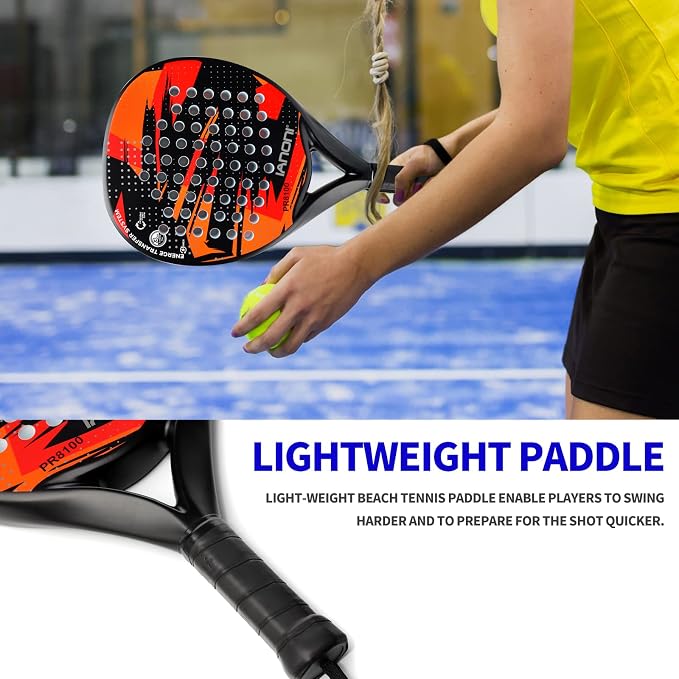 Padel Racket Carbon Fiber Surface with EVA Memory Flex Foam Core Lightweight Padel Racquet