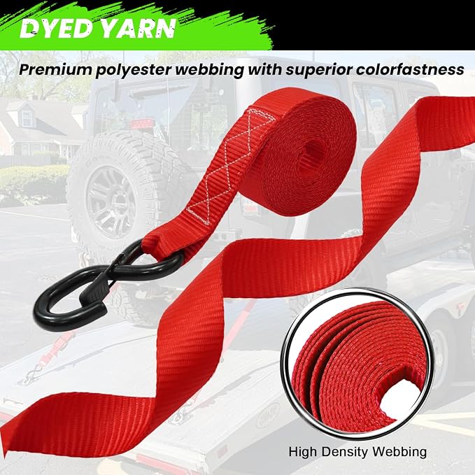 Ratchet Straps Heavy Duty 4 Pack -1.5 Inch x 15 Feet (5,208LB Break Strength)- Motorcycle Tie Down Straps -1.5xThickened Wear-Resistant Ratchet Tie Down Set for Powersports, Motorcycle or Moving Cargo