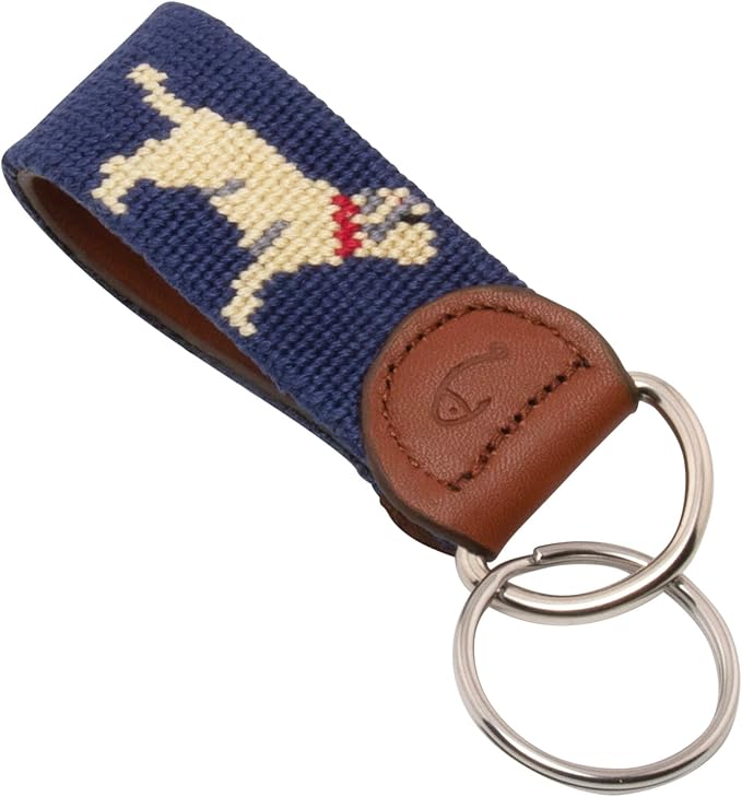 Leather Hand-Stitched Needlepoint Key Fob or Key Chain
