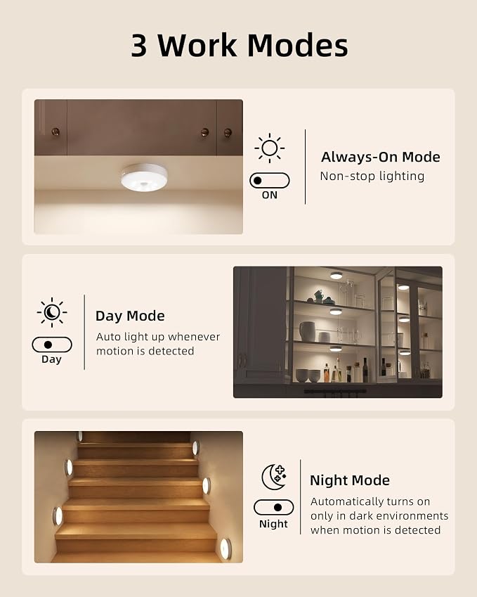 EZVALO Under Cabinet Lighting with Charging Station, 1000mAh Rechargeable Puck Lights with Remote, 3 Color Temps & 12 RGB Closet Lights, Dimmable Motion Sensor Lights for Shelf, Kitchen (3 Packs)