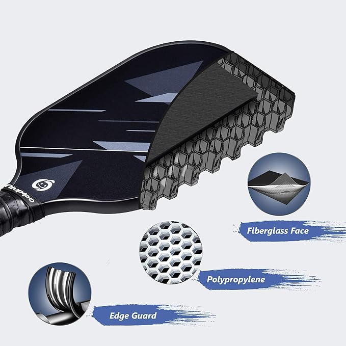 niupipo Pickleball Paddles Set of 2 or 4, USAPA Approved Fiberglass Pickleball Paddle Set with Balls and Bag, Polypropylene Honeycomb Core, Lightweight Pickleball Paddles for Beginners Men Women