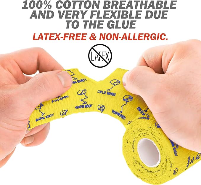 WARM BODY COLD MIND 1.85" Weightlifting Thumb Tape - Hook Grip Tape for Powerlifting, Cross Training, Gym Tape, Workout, Weight Lifting Tape, Athletic Finger Wrap (Yellow 3 Rolls)