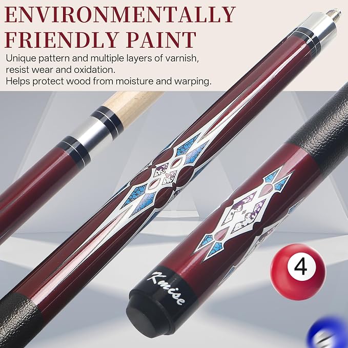 Kmise Pool Stick Set of - 58" Pool Cue Stick, Canadian Maple Professional Billiards Pool Cue, Pool Sticks for Adults, 18~21oz Multiple Colors