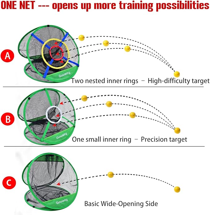 Pop Up 3-in-1 Golf Chipping Net – Circular Design for Relaxed Training, 3 Modes for Precision & Distance, Ideal Indoor/Outdoor Practice Kit, Golfer Gift