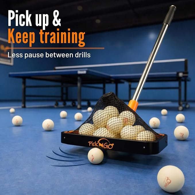 PICK 'N GO Table Tennis Ball Picker - Rapid and Efficient Ping Pong Retrieval Tool - Safe and Easy to Use Table Tennis Accessory for Players and Coaches