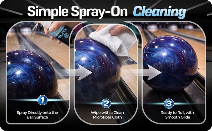 ELITE Hydro Cleanser Bowling Ball Spray Cleaner Kit- 8oz Bottles- 2 Pack - USBC Approved to Remove Oil, Belt Marks, Dirt - Restores tackiness and prolongs The lifespan of Ball