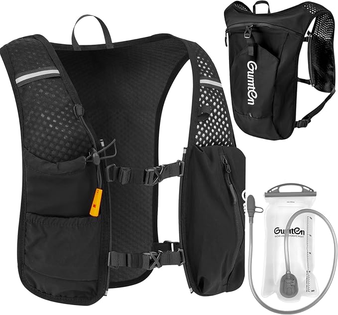 Running Vest for Women Men Adjustable Running Hydration Vest with Phone Holder Reflective Strips for Marathon Hiking Cycling