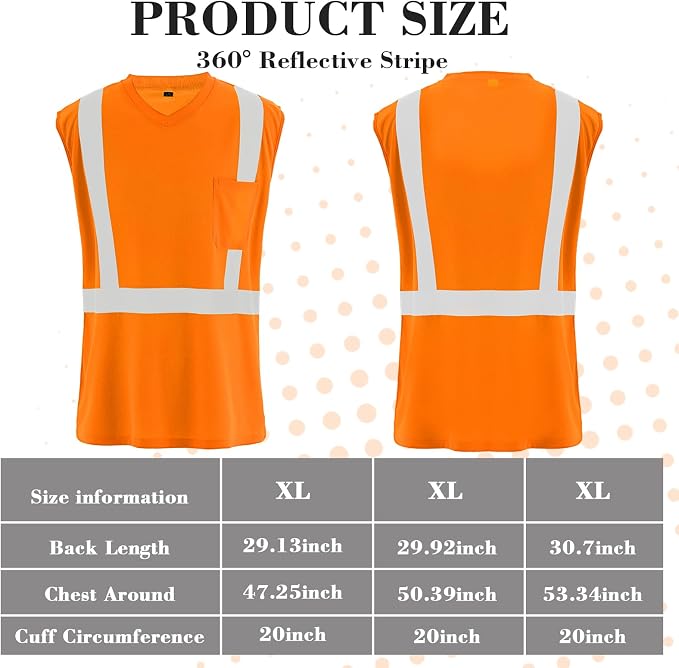 Amylove 4 Pcs Hi Vis Sleeveless Reflective Shirt for Men Class 2 Construction Work Shirts with Pockets for Men Women