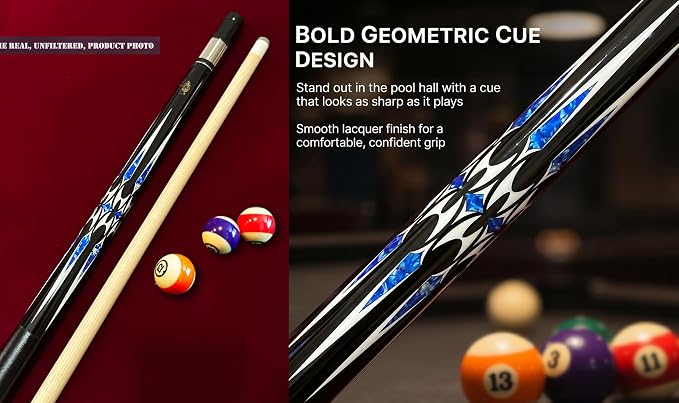 Tai ba cues 2-Piece Pool cue Stick + Hard Case, 13mm Tip, 58", Hardwood Canadian Maple Professional Billiard Pool Cue Stick 18,19,20,21,22 Oz Pool Stick (Selectable)-Blue, Black, Red, Gray, Green