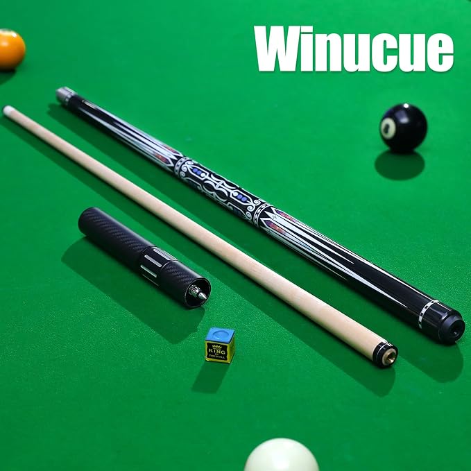 Premium Pool Cue Stick Set, 58'' Billiard Cues Canadian Maple Wood Stick 13mm Tip with Pool Cue Case, Telescopic Carbon Fiber Extension Cue & Billiards Accessories for Billiards Player
