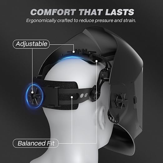 ARCCAPTAIN Panoramic Full Face Shield, Full Face Impact Resistant Mask with Polycarbonate Visor and Adjustable Ratcheting Headgear, ANSI Z87.1 Certified for Grinding, Cutting, Industrial Use