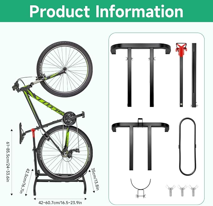 SANLIKE Vertical Bike Stand,Freestanding Space-Saving Bike Rack with Adjustable Height,The Original Vertical Bicycle Floor Stand for Garage Storage, Indoor and Outdoor-Safe & Secure Bike Storage Rack
